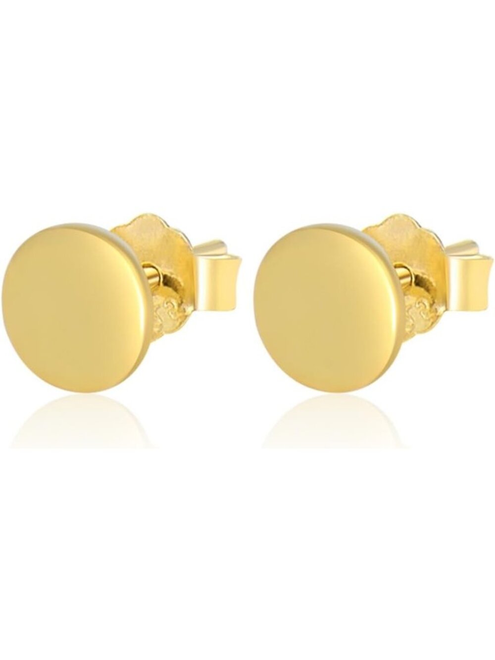 18K Gold Plated Sterling Silver Tiny Circle Stud Earrings - Elegant Gold Discs